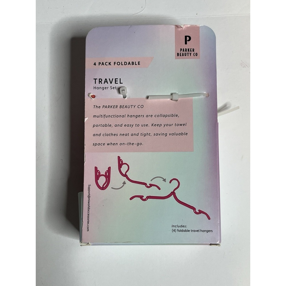 Parker Beauty Co Portable Foldable Travel Hangers Cruise Vacation New In Box - Picture 3 of 6